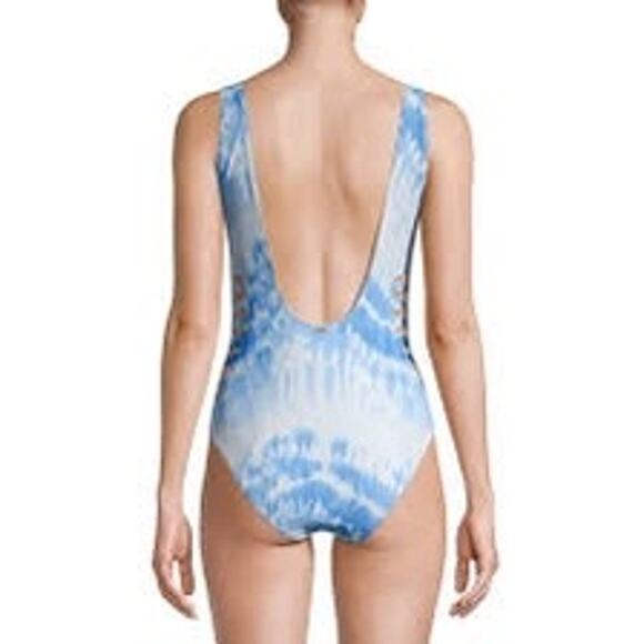 Xoxo Womens Tie Dye Cut Out One Piece Swimsuit XL (b40) - Picture 2 of 9